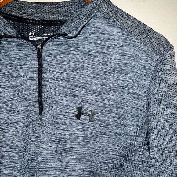 Under Armour Men's 1/4 Zip Graphite Threadborne Seamless Pullover Shirt 2XL - Picture 3 of 7